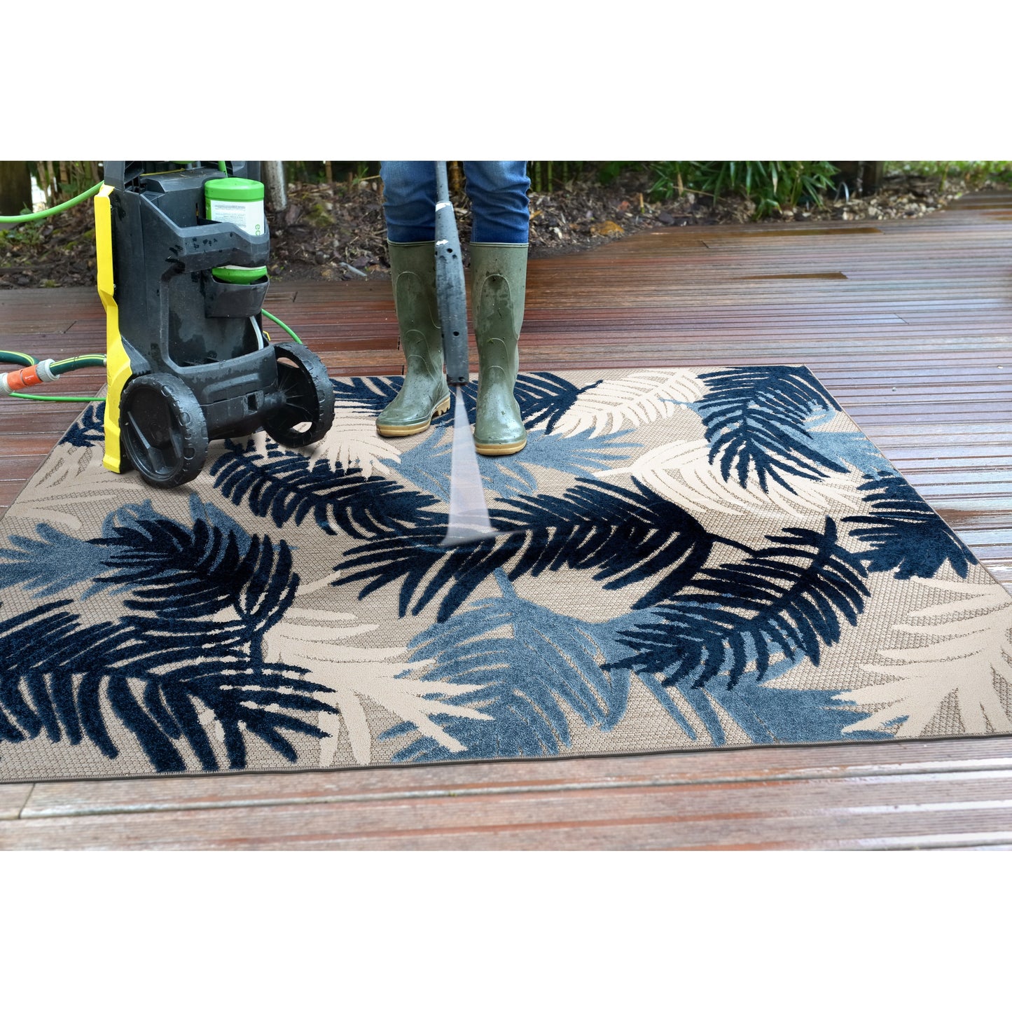 Tapis d'intérieur/extérieur moderne à motif floral tropical World Rug Gallery