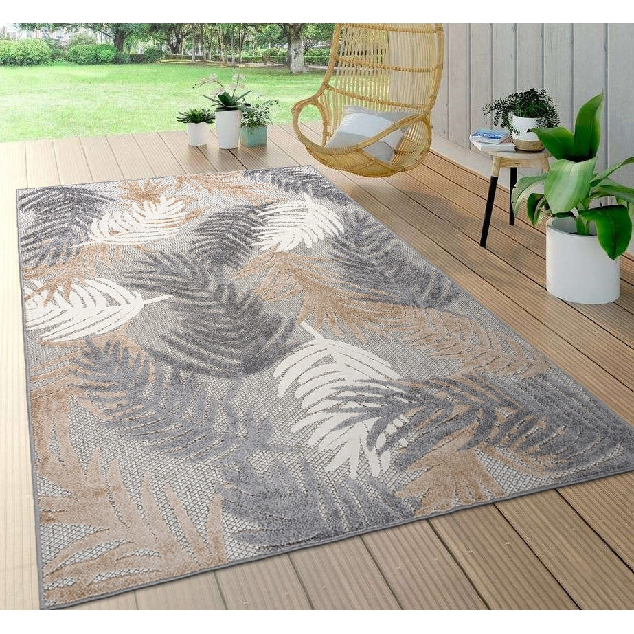 Tapis d'intérieur/extérieur moderne à motif floral tropical World Rug Gallery