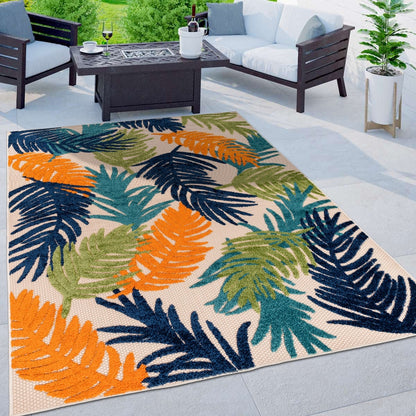 Tapis d'intérieur/extérieur moderne à motif floral tropical World Rug Gallery