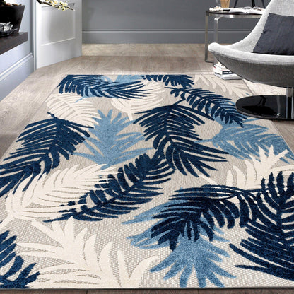 Tapis d'intérieur/extérieur moderne à motif floral tropical World Rug Gallery