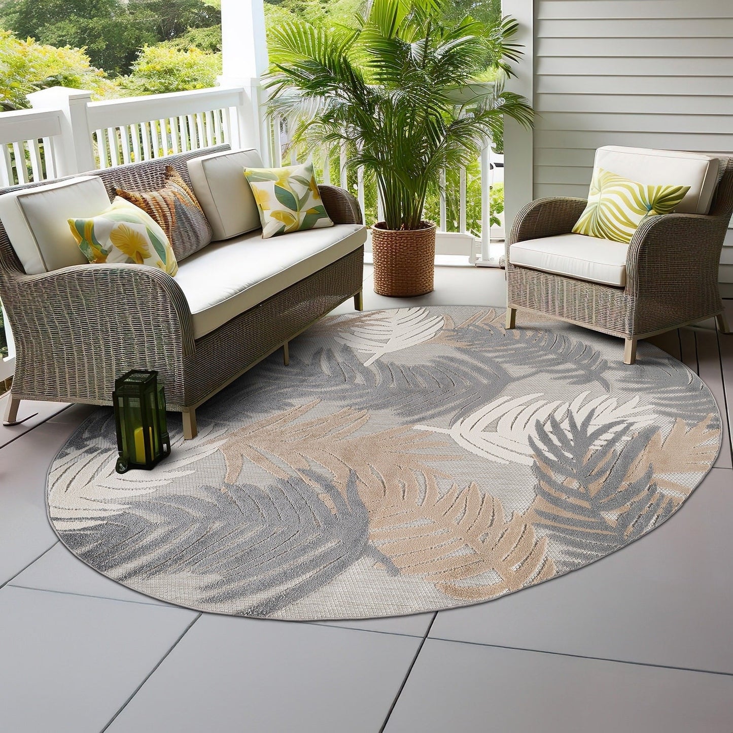 Tapis d'intérieur/extérieur moderne à motif floral tropical World Rug Gallery