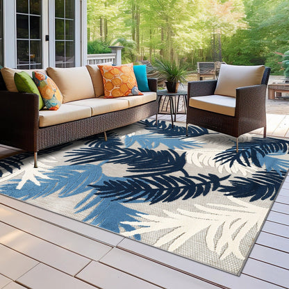 Tapis d'intérieur/extérieur moderne à motif floral tropical World Rug Gallery