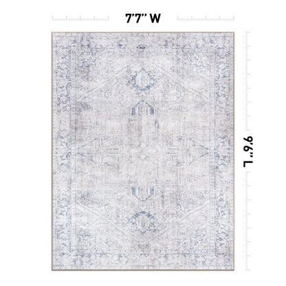 Tapis antidérapant lavable en machine à motif médaillon bohème vintage World Rug Gallery