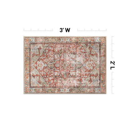 Tapis antidérapant lavable en machine à motif médaillon bohème vintage World Rug Gallery