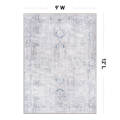 Tapis antidérapant lavable en machine à motif médaillon bohème vintage World Rug Gallery