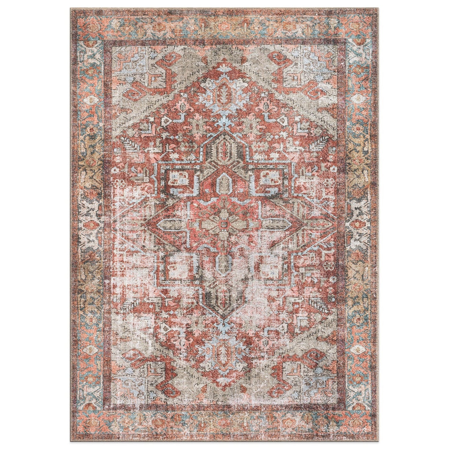 Tapis antidérapant lavable en machine à motif médaillon bohème vintage World Rug Gallery