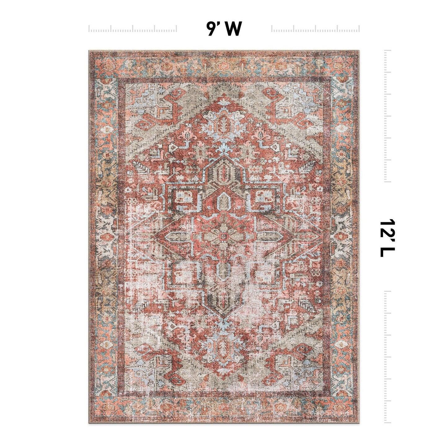 Tapis antidérapant lavable en machine à motif médaillon bohème vintage World Rug Gallery