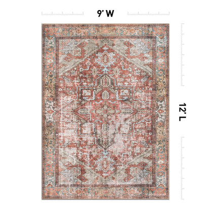 Tapis antidérapant lavable en machine à motif médaillon bohème vintage World Rug Gallery