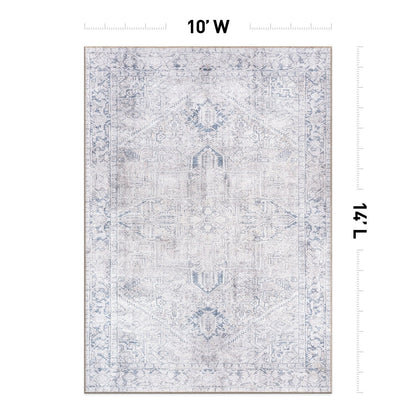 Tapis antidérapant lavable en machine à motif médaillon bohème vintage World Rug Gallery
