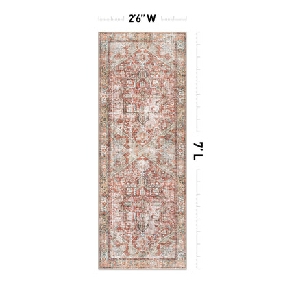 Tapis antidérapant lavable en machine à motif médaillon bohème vintage World Rug Gallery