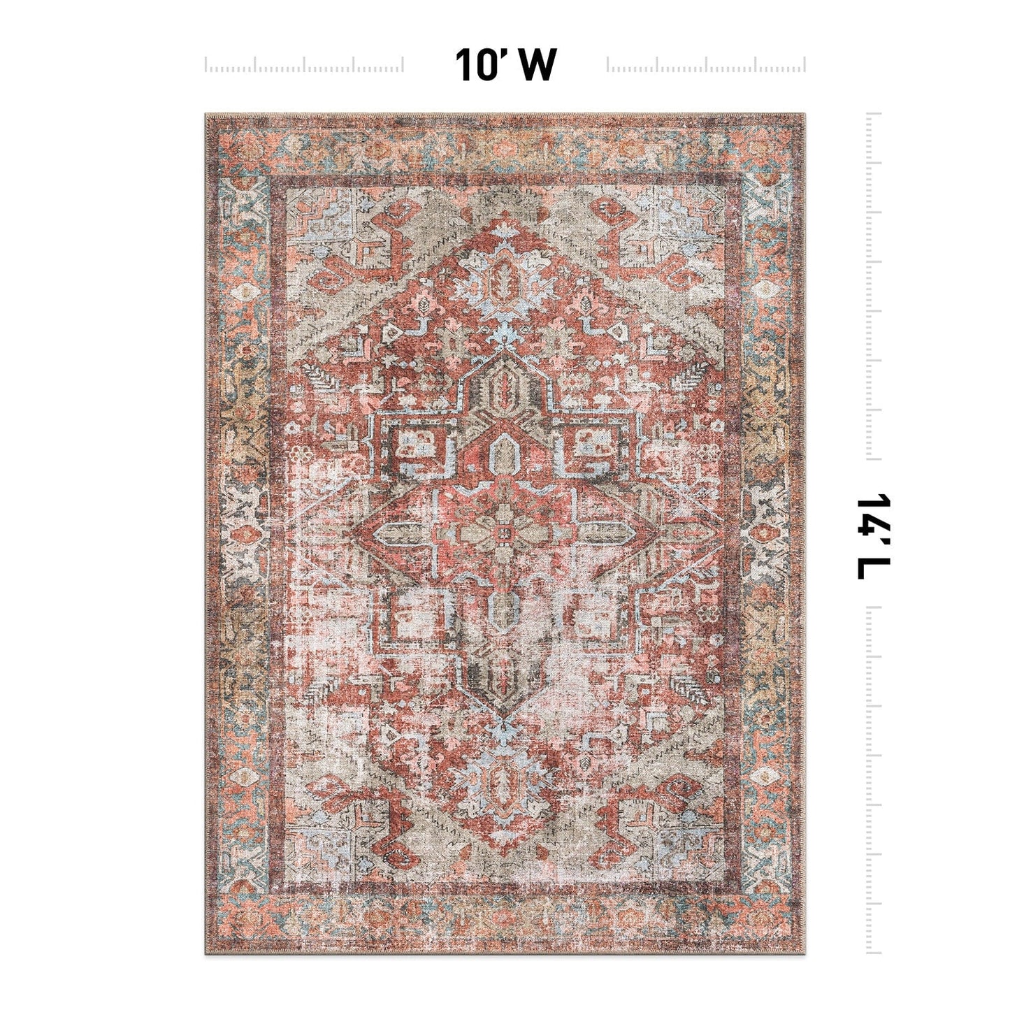 Tapis antidérapant lavable en machine à motif médaillon bohème vintage World Rug Gallery