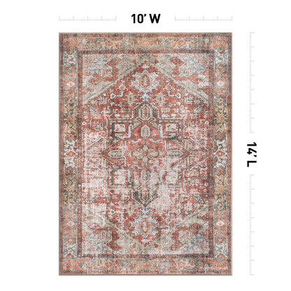 Tapis antidérapant lavable en machine à motif médaillon bohème vintage World Rug Gallery