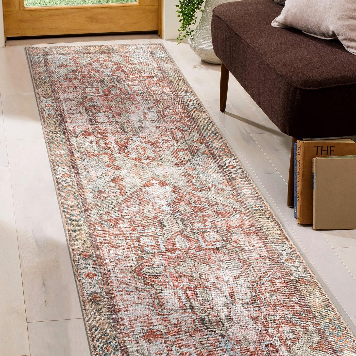 Tapis antidérapant lavable en machine à motif médaillon bohème vintage World Rug Gallery