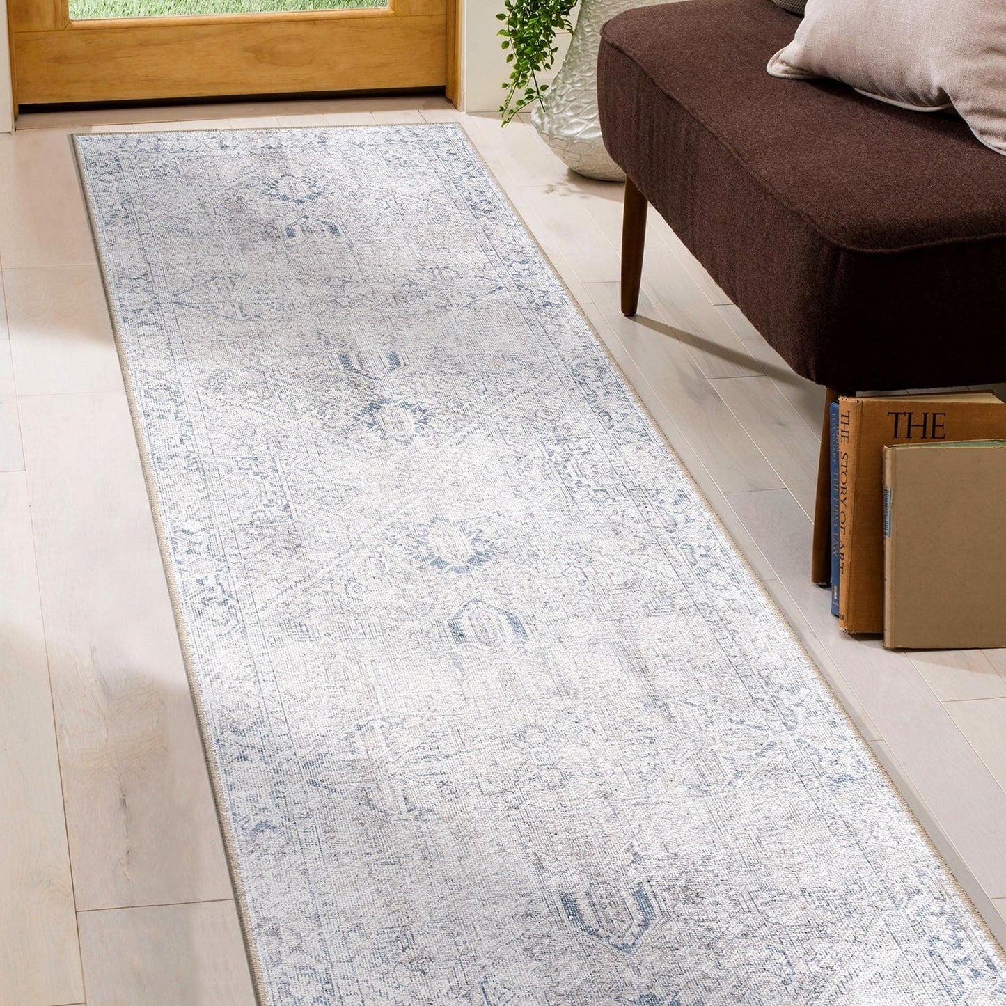 Tapis antidérapant lavable en machine à motif médaillon bohème vintage World Rug Gallery