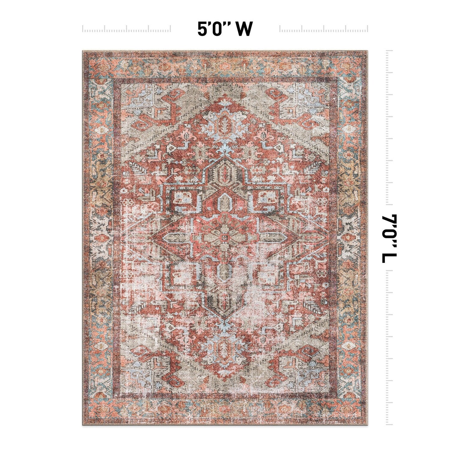 Tapis antidérapant lavable en machine à motif médaillon bohème vintage World Rug Gallery
