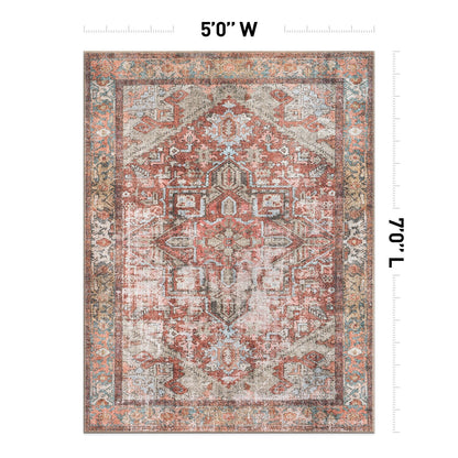 Tapis antidérapant lavable en machine à motif médaillon bohème vintage World Rug Gallery