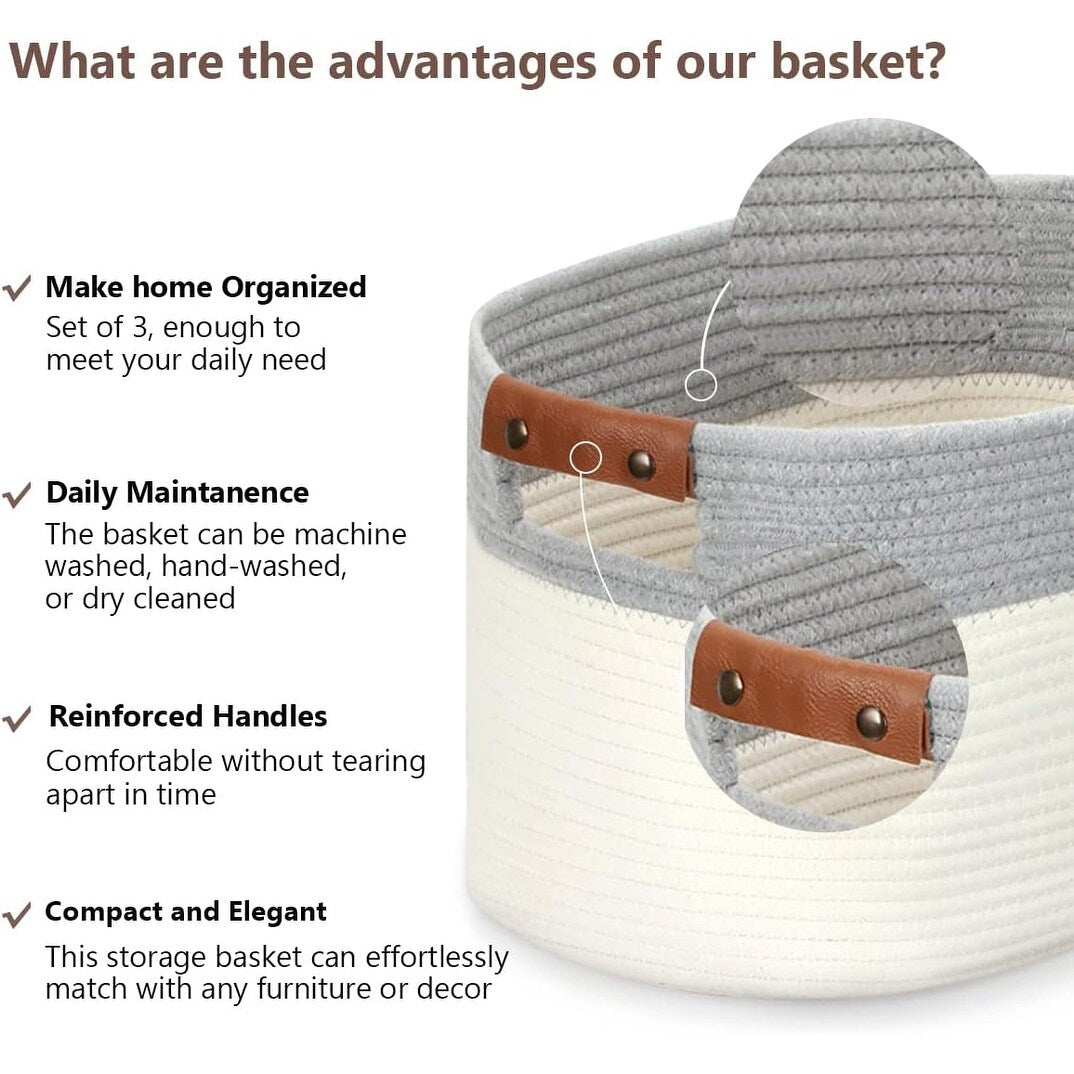 Paniers tissés pour le rangement, lot de 3