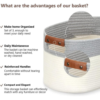 Paniers tissés pour le rangement, lot de 3