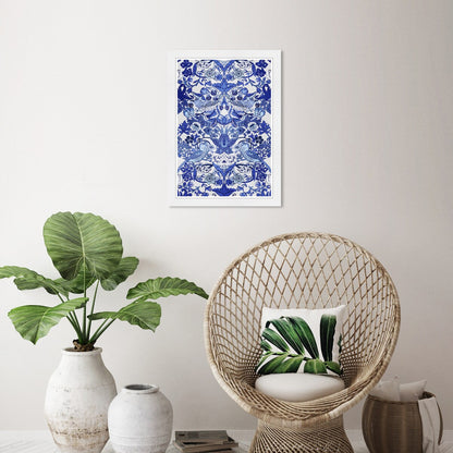 Impressions d'art chinoises tropicales encadrées bleues de Wynwood Studio Tropical Collage