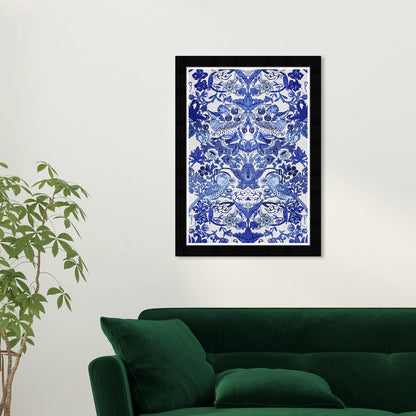 Impressions d'art chinoises tropicales encadrées bleues de Wynwood Studio Tropical Collage