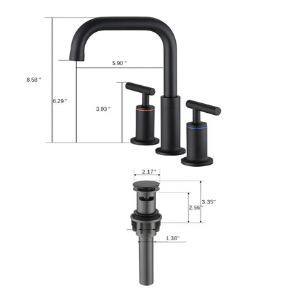 Robinet de lavabo de salle de bain de luxe YASINU de 8 pouces avec bonde escamotable