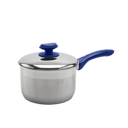 Marmite à sauce professionnelle YBM Home en acier inoxydable 18/10, avec couvercle et base capsule triple épaisseur, compatible induction.