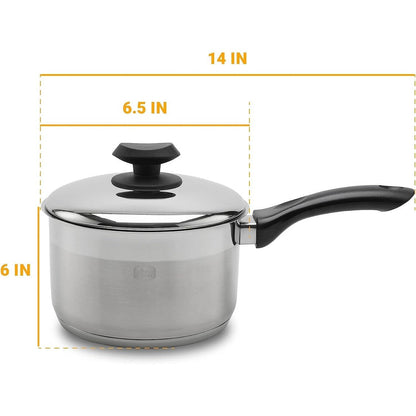 Marmite à sauce professionnelle YBM Home en acier inoxydable 18/10, avec couvercle et base capsule triple épaisseur, compatible induction.