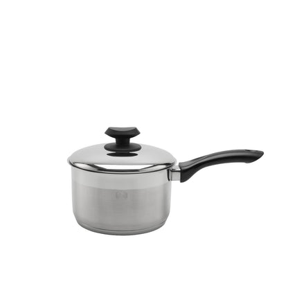 Marmite à sauce professionnelle YBM Home en acier inoxydable 18/10, avec couvercle et base capsule triple épaisseur, compatible induction.