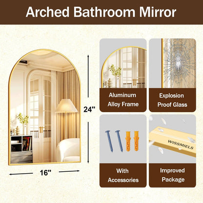 Miroir de courtoisie mural YVANLA Arch pour salle de bain