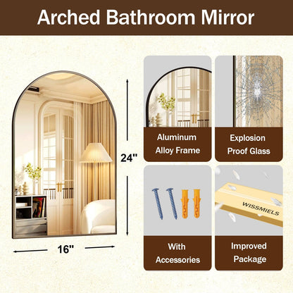 Miroir de courtoisie mural YVANLA Arch pour salle de bain