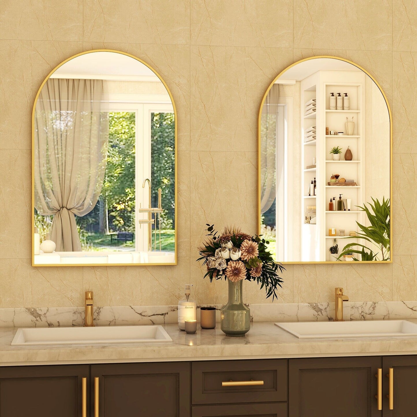 Miroir de courtoisie mural YVANLA Arch pour salle de bain
