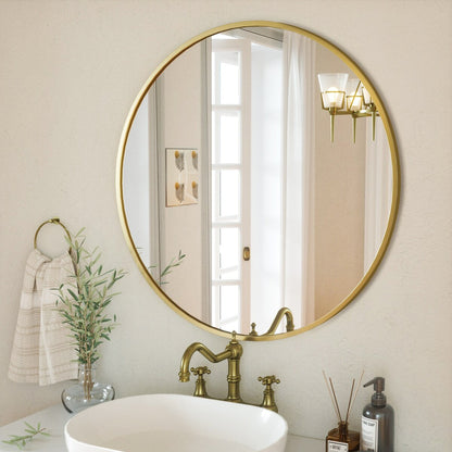 Miroir rond mural de salle de bain YVANLA avec cadre en métal