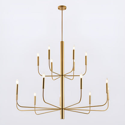 Lustre chandelier minimaliste à 15 lumières, 2 niveaux, design ancien - 48
