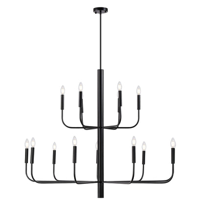 Lustre chandelier minimaliste à 15 lumières, 2 niveaux, design ancien - 48