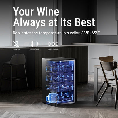 Réfrigérateur à vin/boissons de 17 pouces, 28 bouteilles, en acier inoxydable, pour usage domestique et commercial