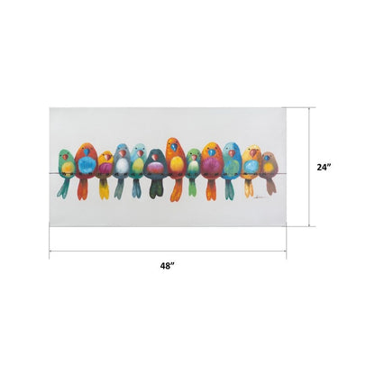 Décoration murale originale peinte à la main « Oiseaux sur un fil » de Yosemite Home Decor - multicolore