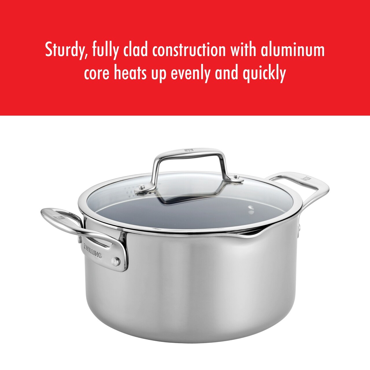 Cocotte hollandaise antiadhésive en acier inoxydable et céramique ZWILLING Clad CFX de 6 pintes