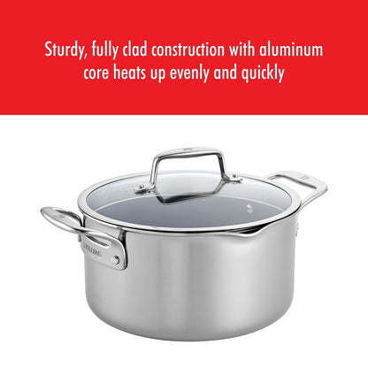 Cocotte hollandaise antiadhésive en acier inoxydable et céramique ZWILLING Clad CFX de 6 pintes