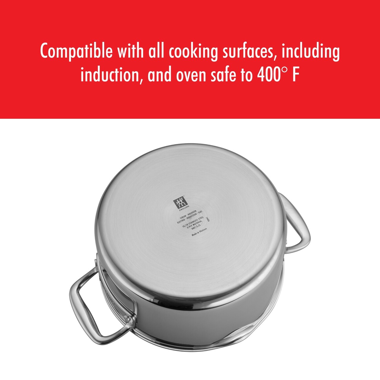 Cocotte hollandaise antiadhésive en acier inoxydable et céramique ZWILLING Clad CFX de 6 pintes