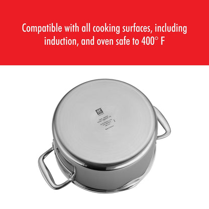Cocotte hollandaise antiadhésive en acier inoxydable et céramique ZWILLING Clad CFX de 6 pintes