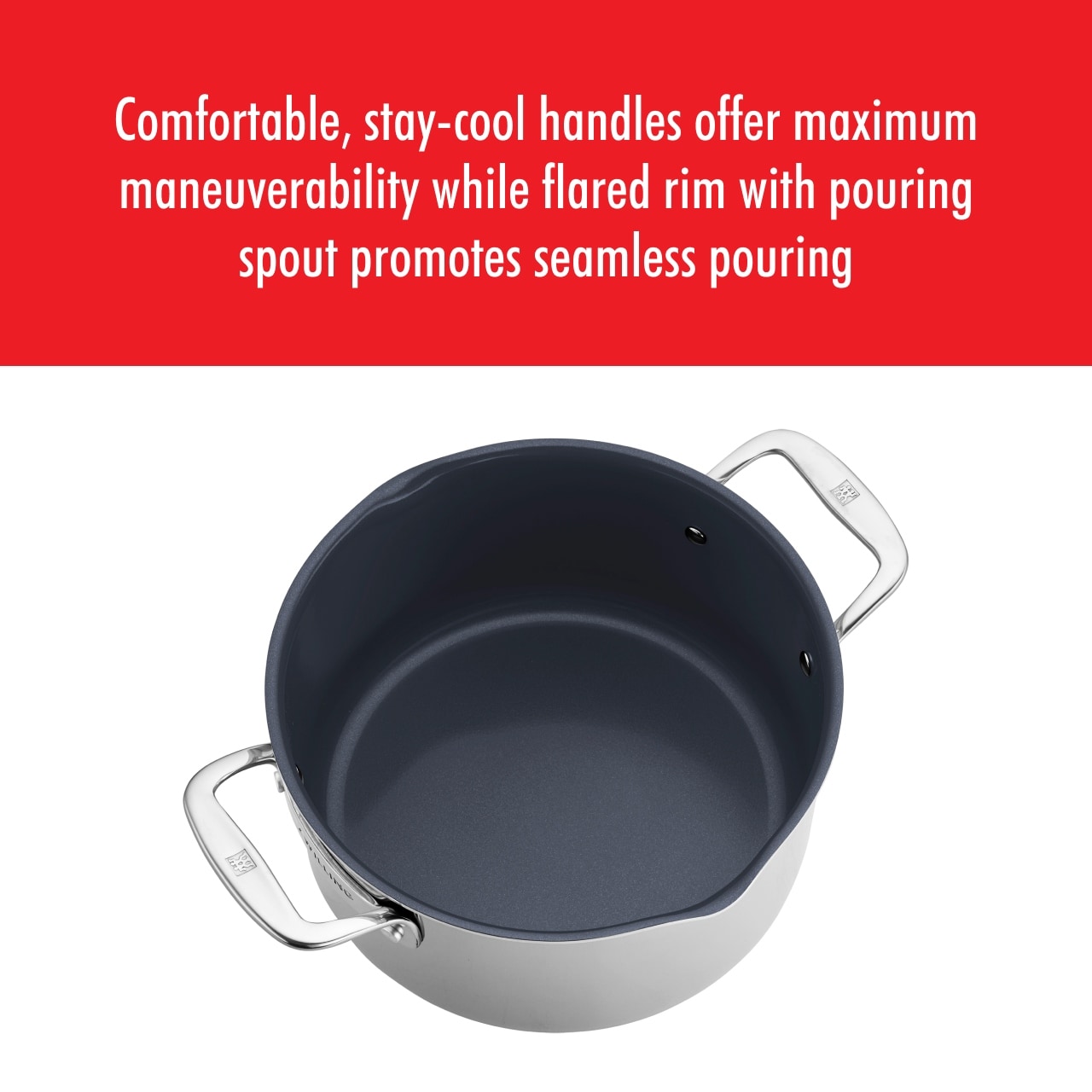 Cocotte hollandaise antiadhésive en acier inoxydable et céramique ZWILLING Clad CFX de 6 pintes