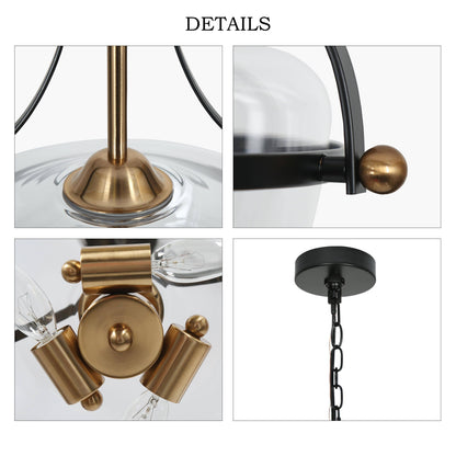 Lustre Zelena moderne de style ferme noir et or, suspension en verre à 3 lumières pour îlot de cuisine et salle à manger