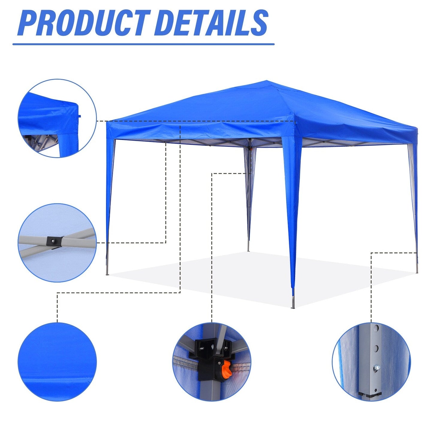 Tente de jardin pop-up Zenova 10' x 10' pour extérieur, tonnelle, fête, mariage