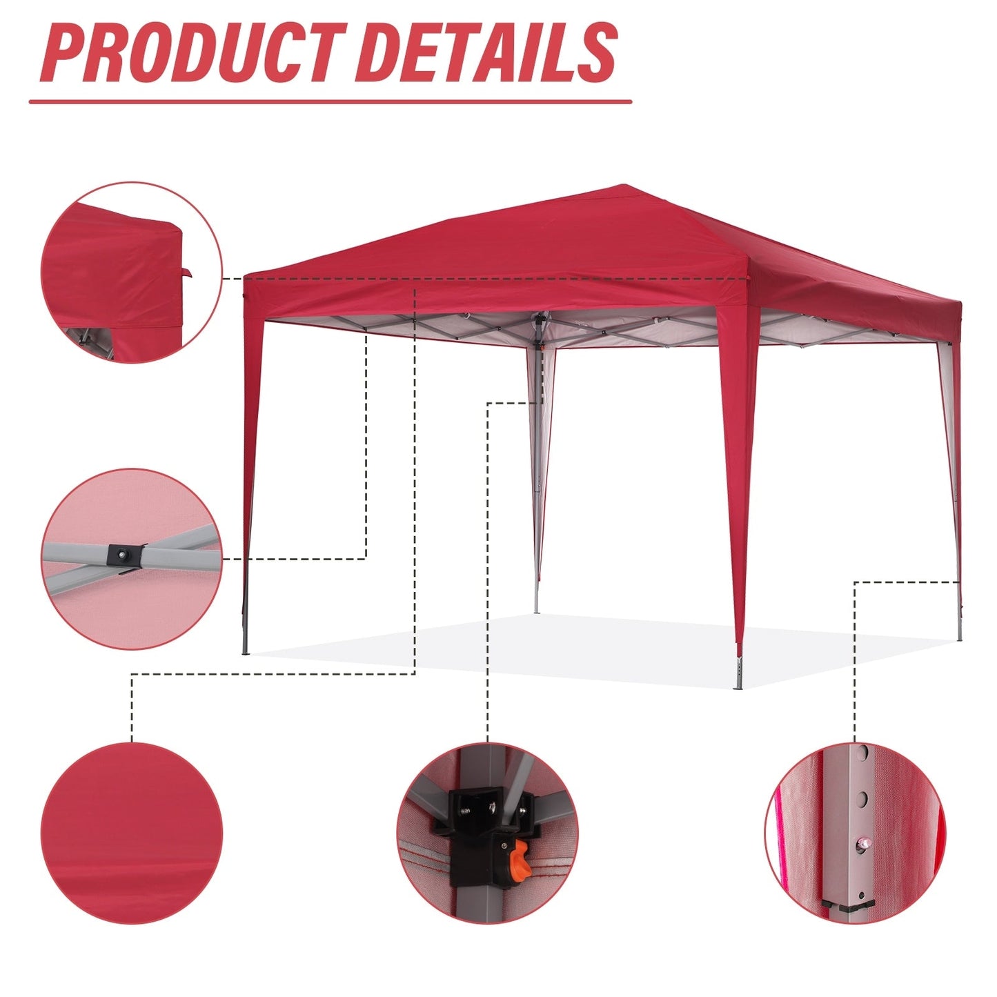 Tente de jardin pop-up Zenova 10' x 10' pour extérieur, tonnelle, fête, mariage