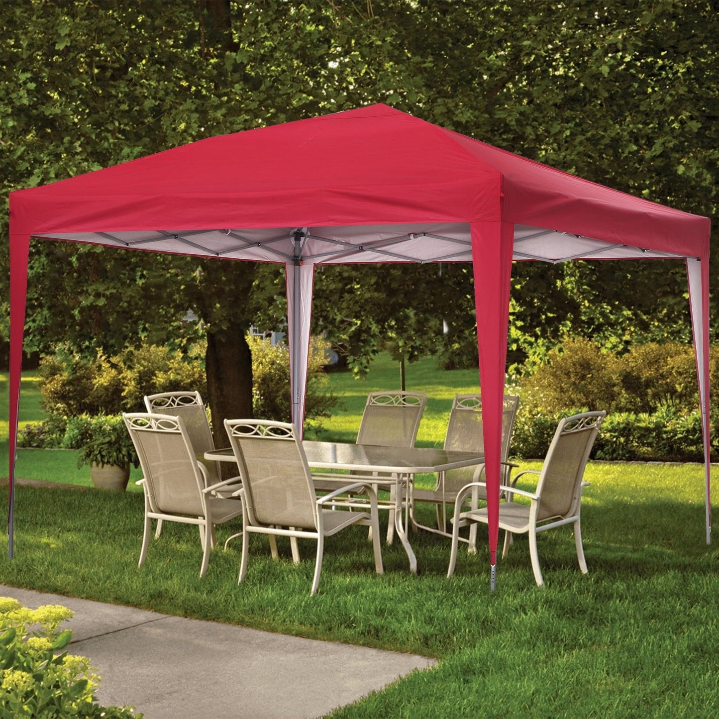 Tente de jardin pop-up Zenova 10' x 10' pour extérieur, tonnelle, fête, mariage