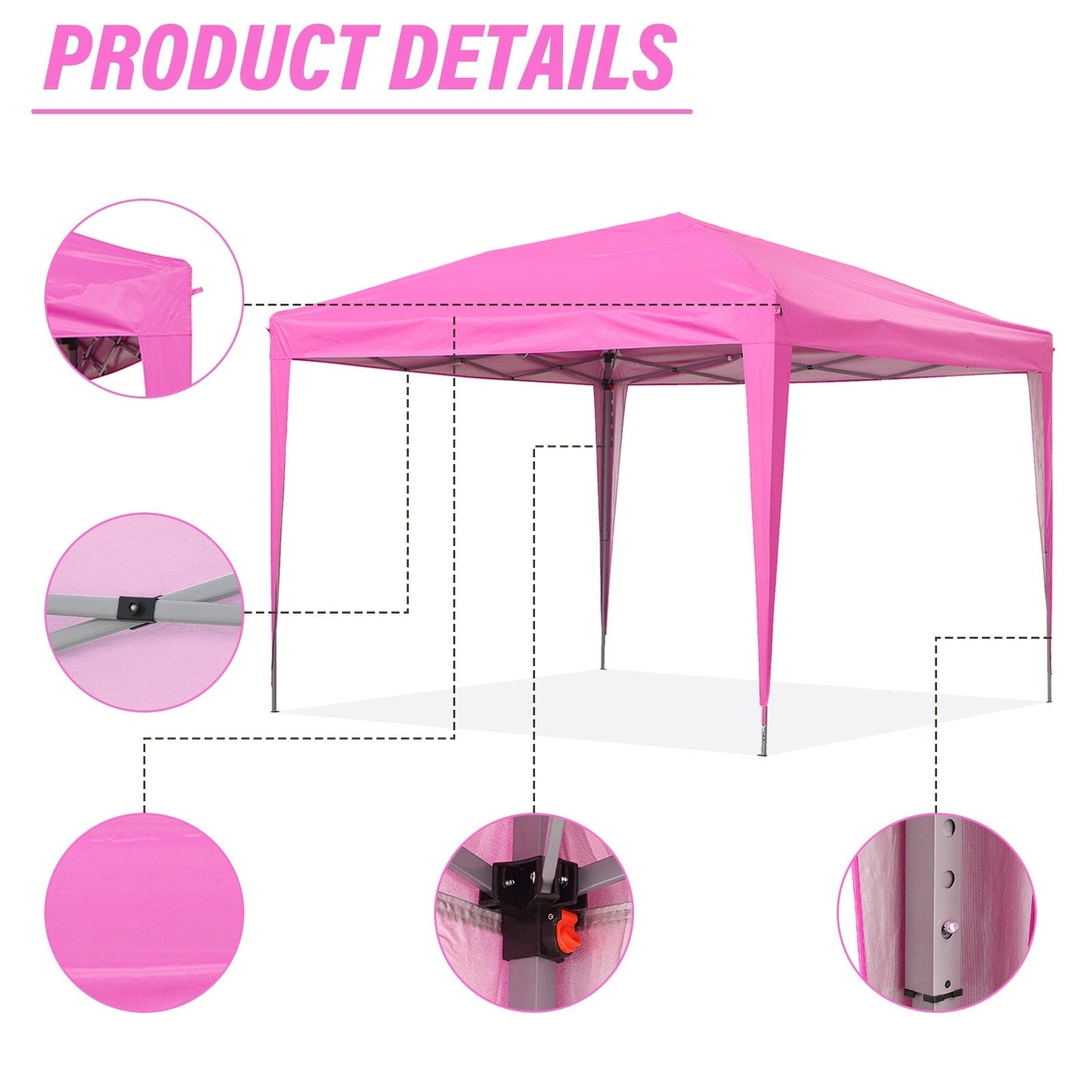 Tente de jardin pop-up Zenova 10' x 10' pour extérieur, tonnelle, fête, mariage