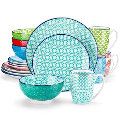 Service de table multicolore 16 pièces en porcelaine Macaron de Vancasso