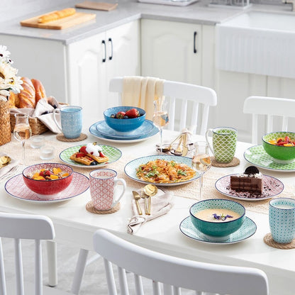 Service de table multicolore 16 pièces en porcelaine Macaron de Vancasso