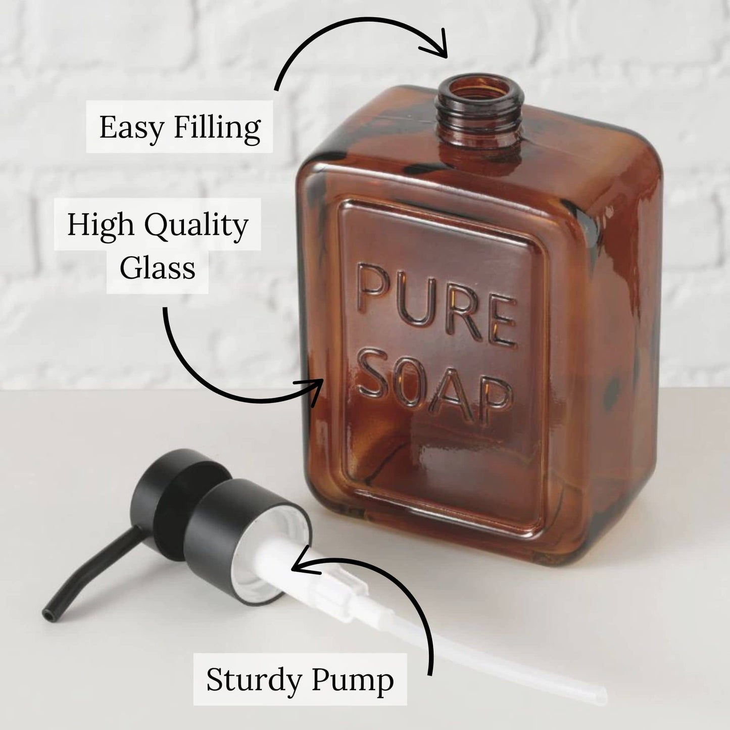 Distributeur de savon en verre vintage PURE SOAP 18 FL OZ - 18 Fl Oz